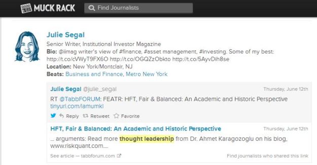 Julie Segal - thought leadership tweet @ Muck Rack